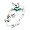 Resizable Hummingbird & Tulip Ring