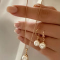3 PCS Round Pearl Necklace & Earring Set