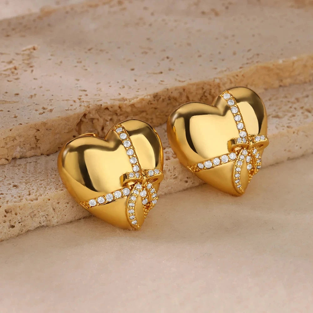 Bowknot Heart Earrings