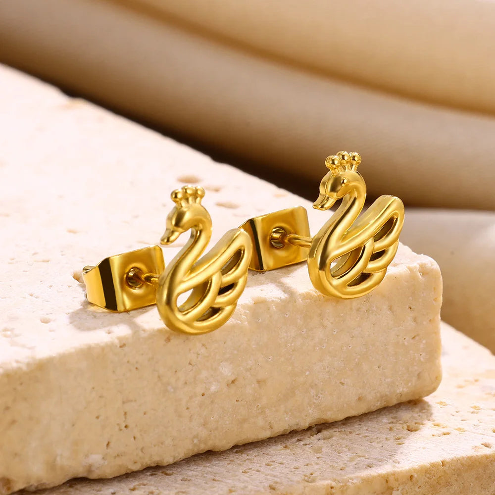 Swan Stud Earrings