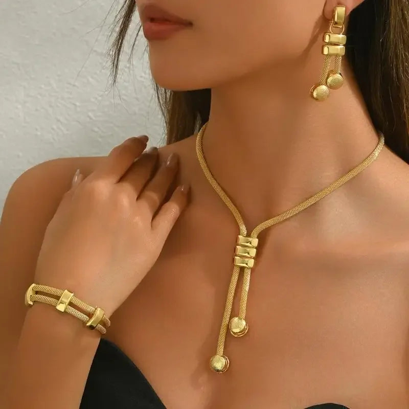 3 PCS Textured Drop Jewelry Set