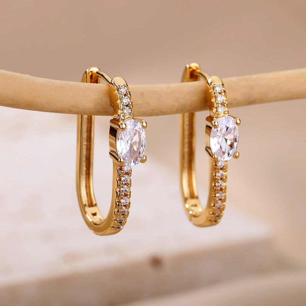 Minimal Zircon Round Earrings
