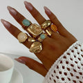 7 PCS Gemstone Ring Set