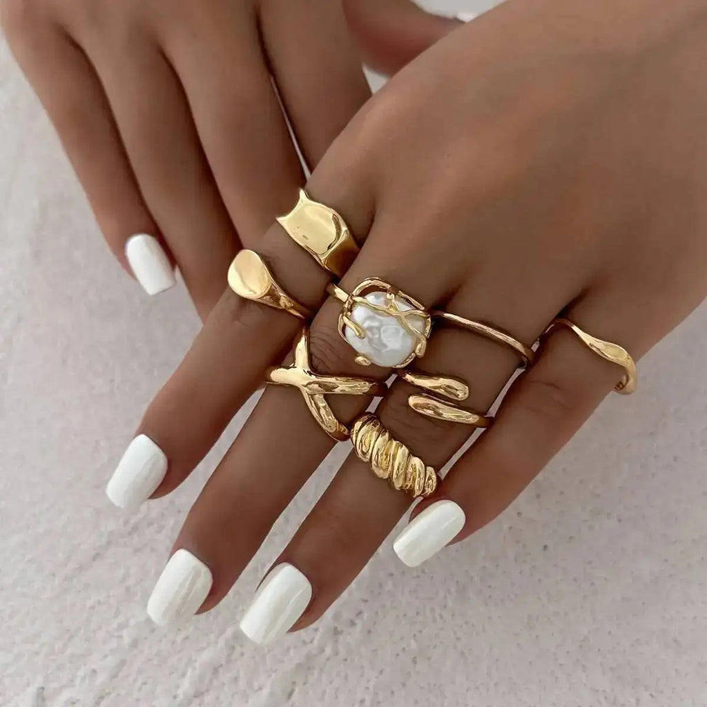 8 PCS Pearl Ring Set