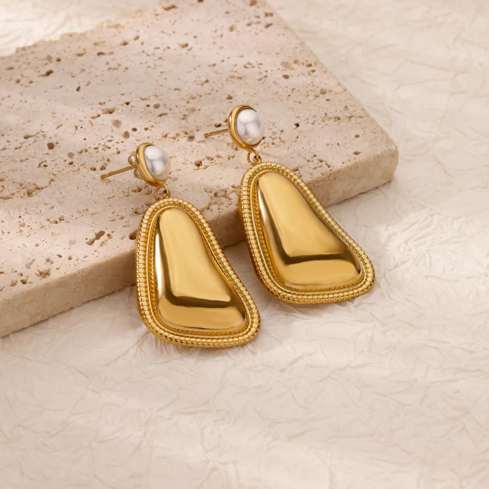 Geometric Pearl Earrings
