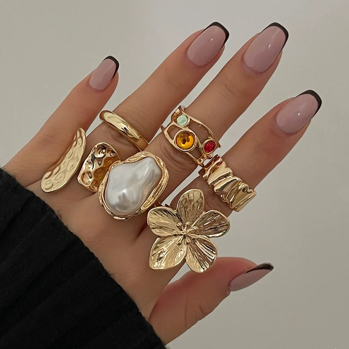 6 PCS Baroque Pearl Ring