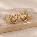 Gold Zircon Heart Earrings