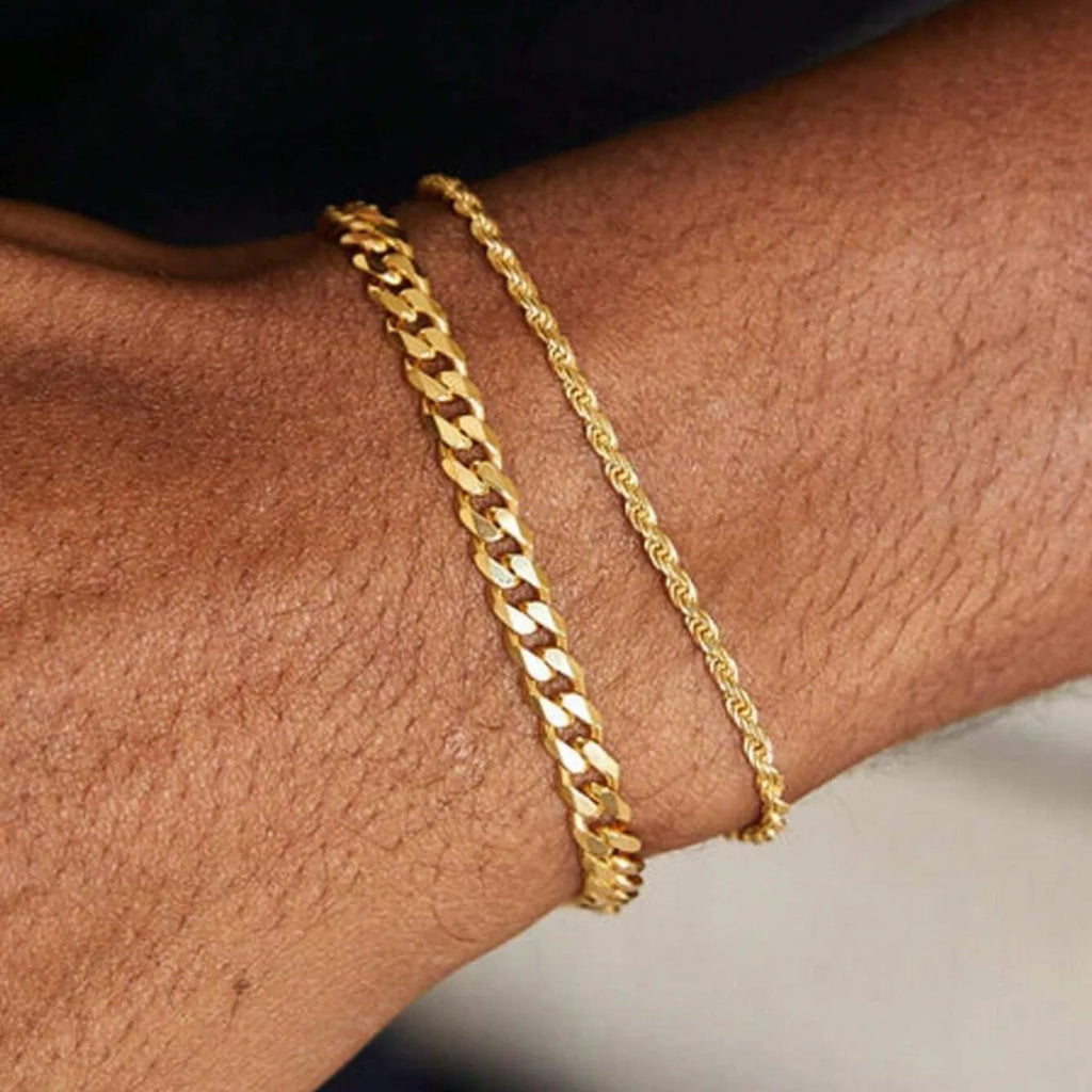 2 PCS Cuban Chain Bracelet