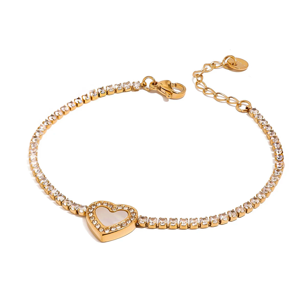 White Zircon Heart Bracelet