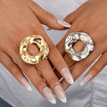 2 PCS Bold Abstract Circle Ring Set