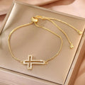 Rhinestone Cross Charm Bracelet