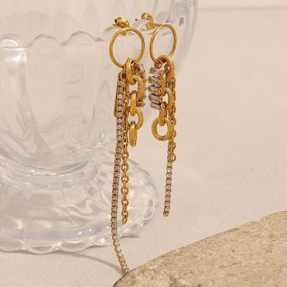 Zircon Tassel Earrings