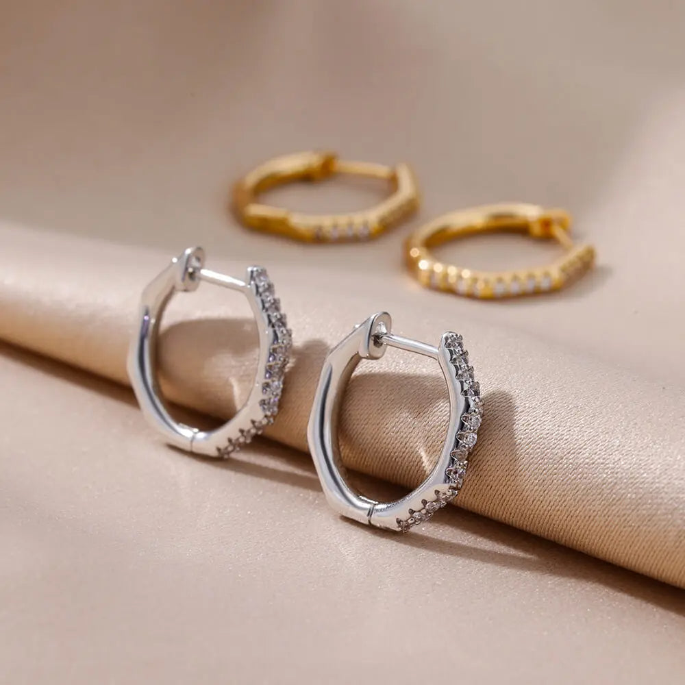 Zirconia Polygon Earrings