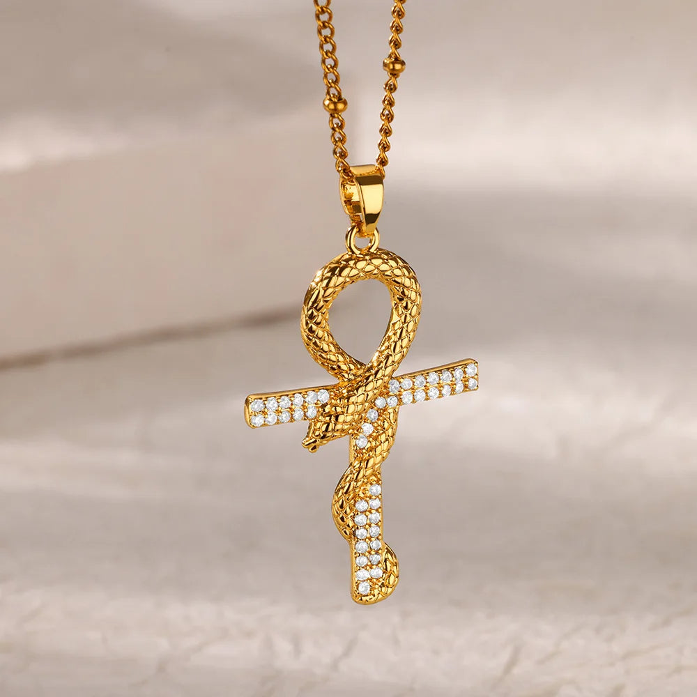 Snake Cross Necklace