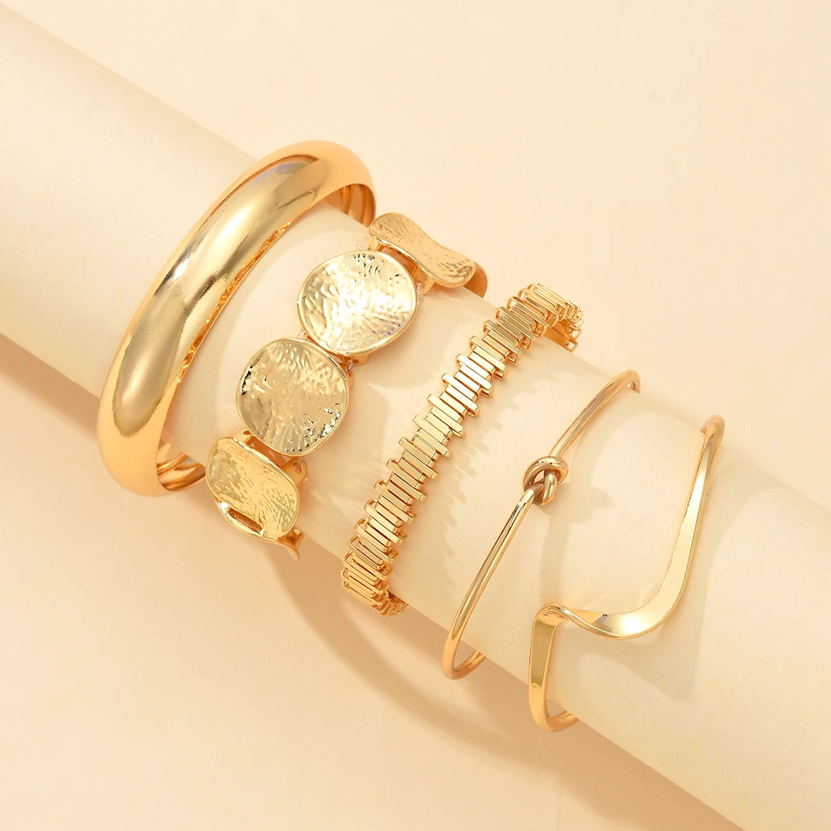 5 PCS Gold Knot Bangle Bracelet Set