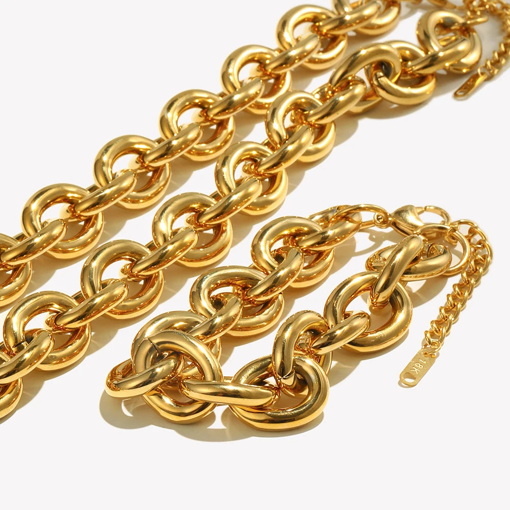Chunky Cross Chain Choker & Bracelet Set