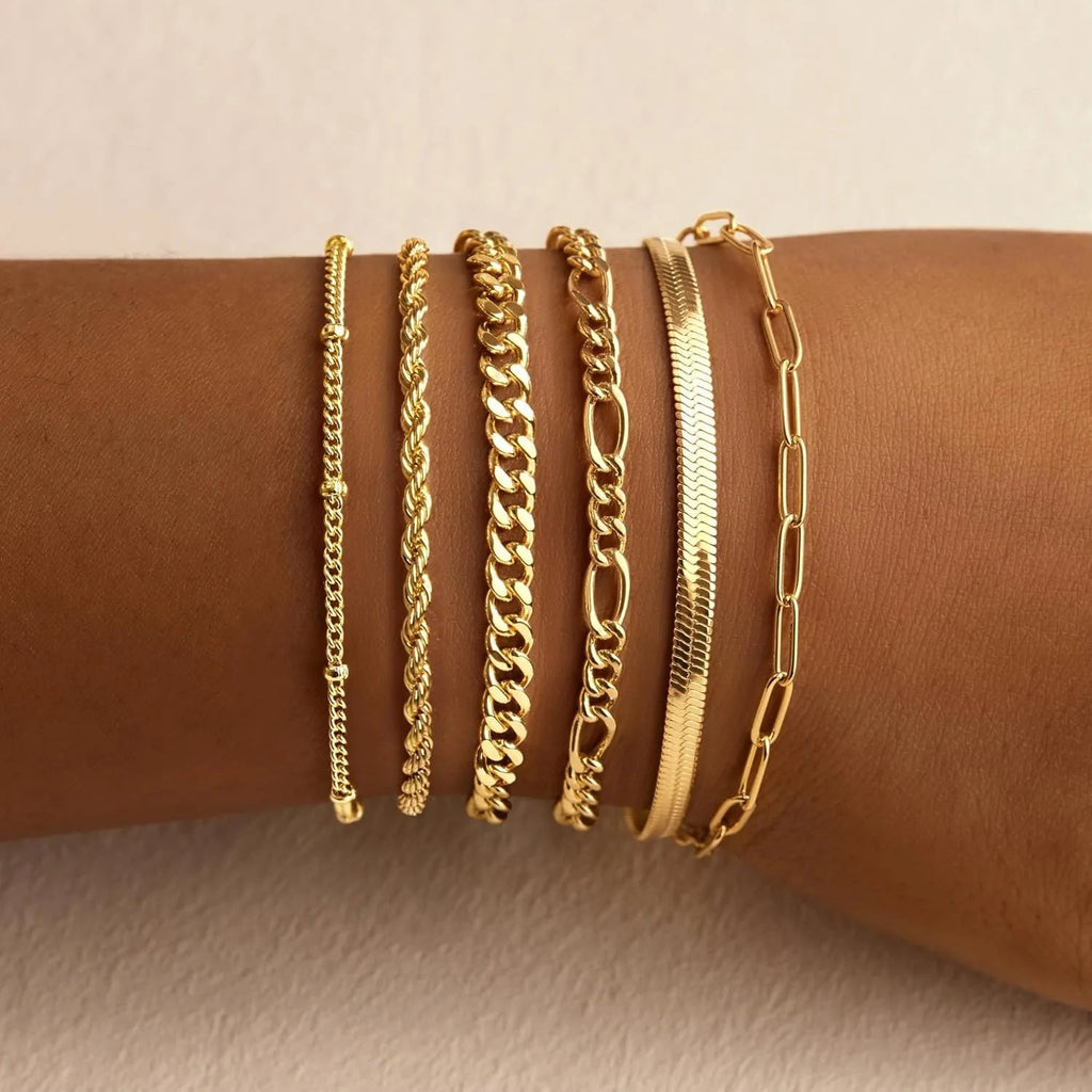 Dainty Link Chain Bracelet Set