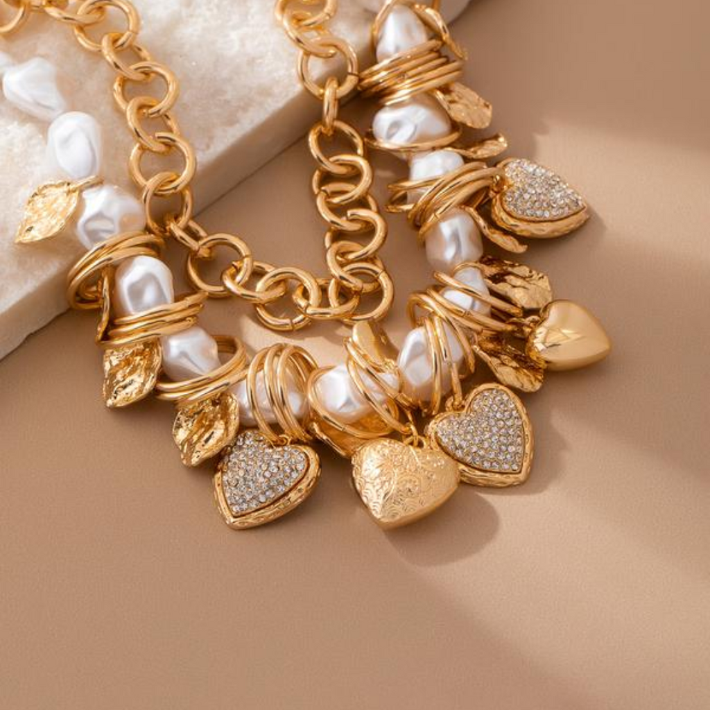 Chunky Boho Hearts Necklace