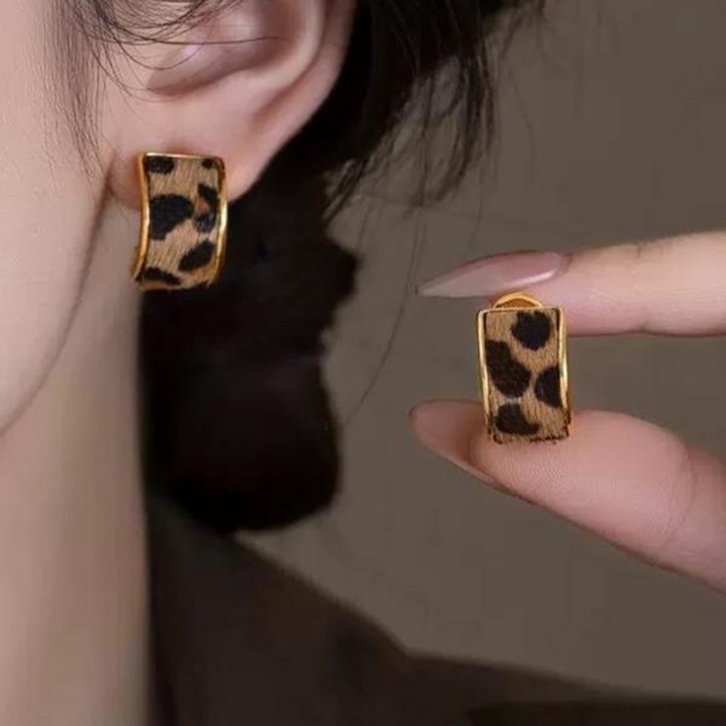 Leopard Print Hoop Earrings