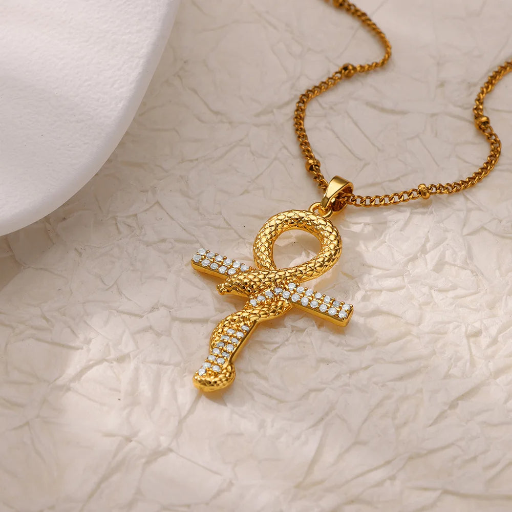 Snake Cross Necklace