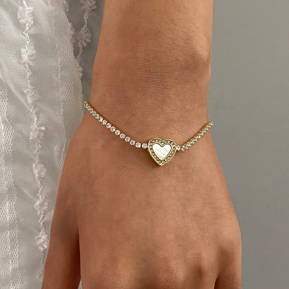 White Zircon Heart Bracelet