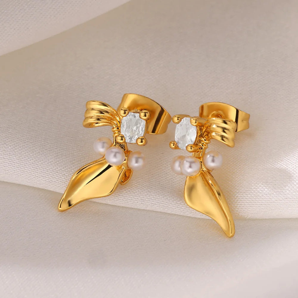 Zircon Pearl Earrings