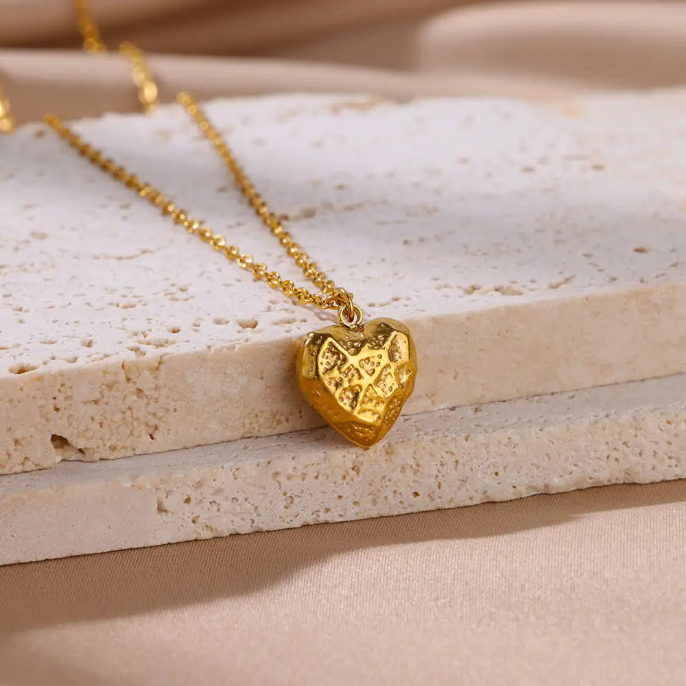Wrinkled Heart Necklace