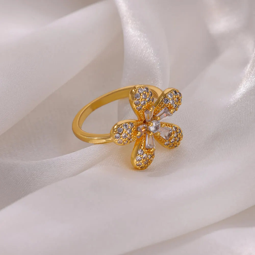 Cubic Zirconia Flower Ring