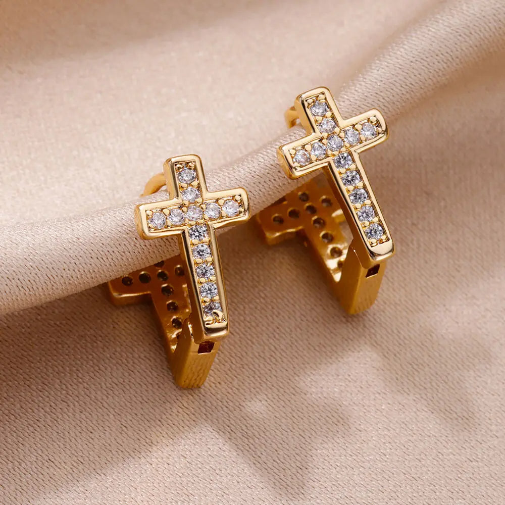 Cross Zircon Earrings