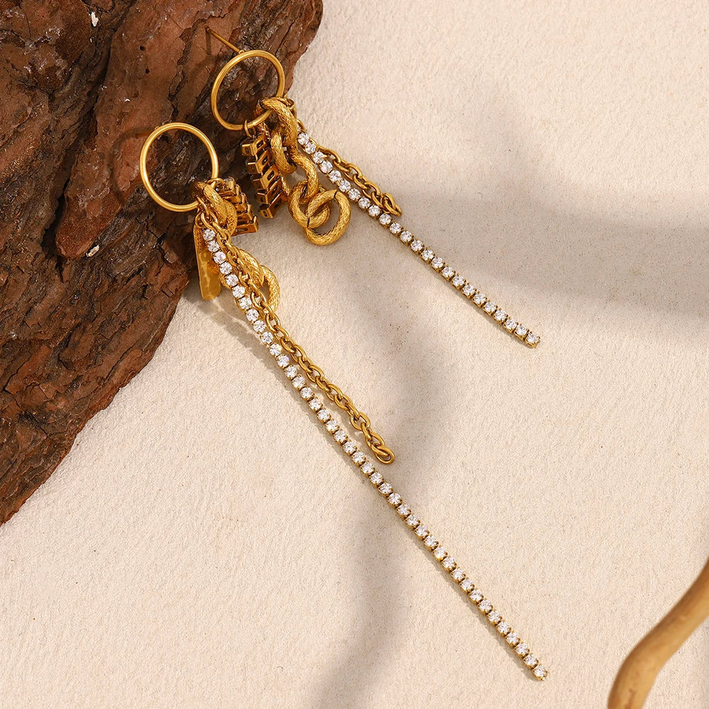 Zircon Tassel Earrings