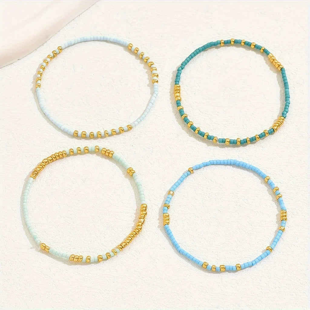 4 PCS Handmade Oceanic Bead Bracelet Set