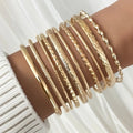 10 PCS Heavy Stackable Textured Bracelet Set