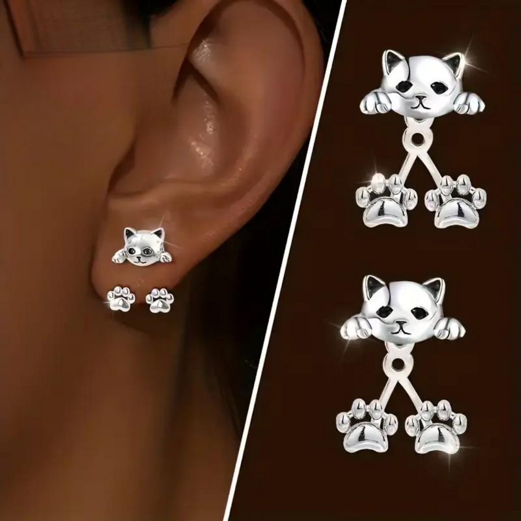 S925 Cat Paw Earrings