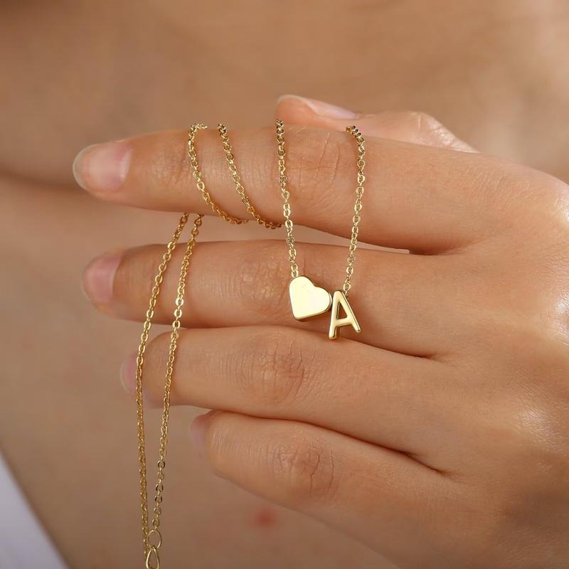Dainty Heart Initial Necklace