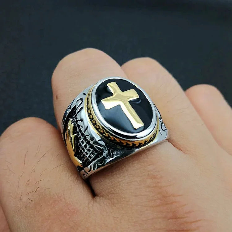 Stainless Steel Cross Ring