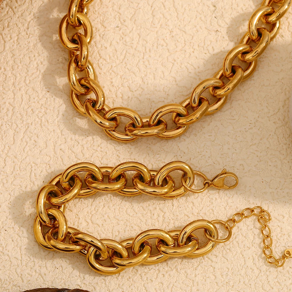 Chunky Cross Chain Choker & Bracelet Set