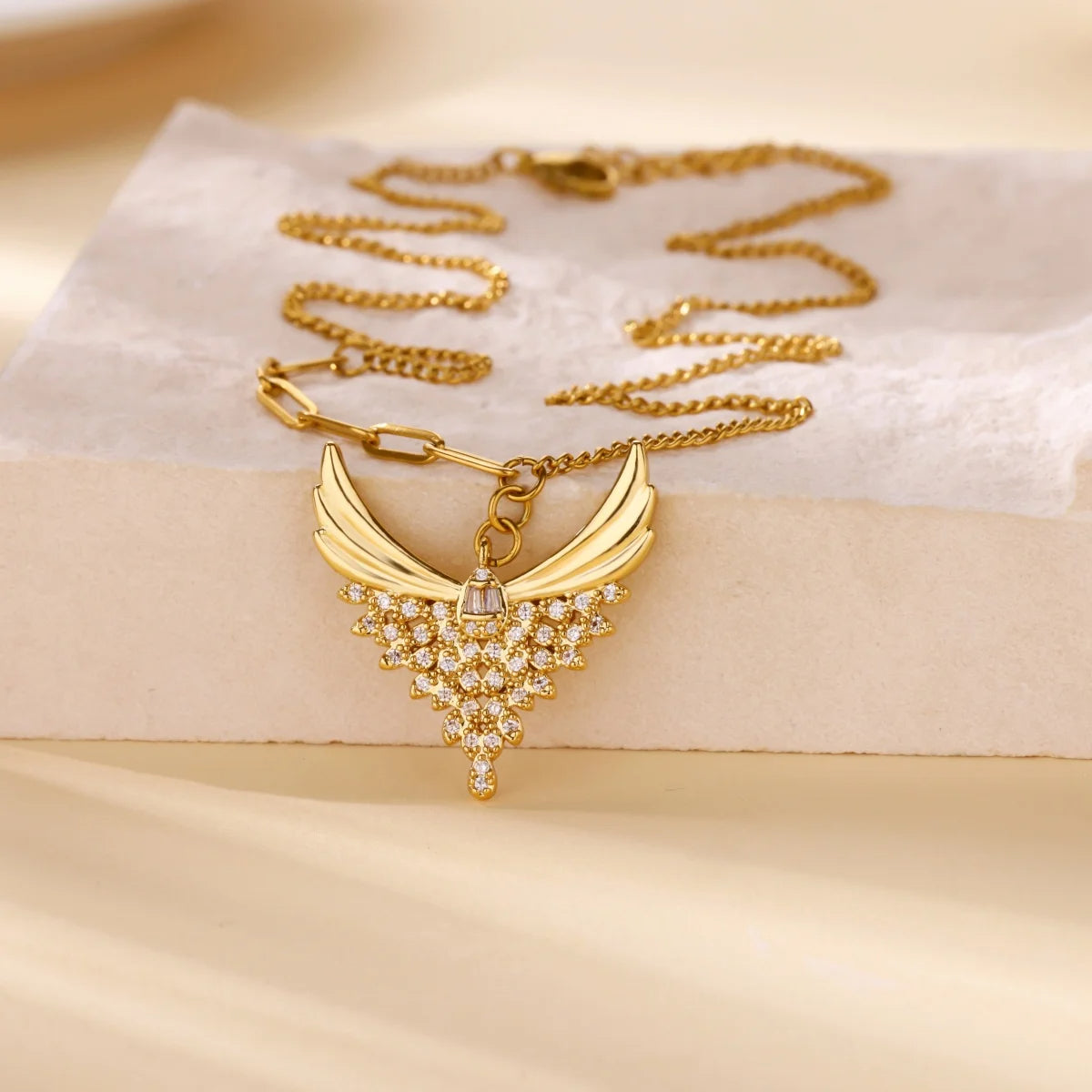 Zirconia Angel Wings Necklace
