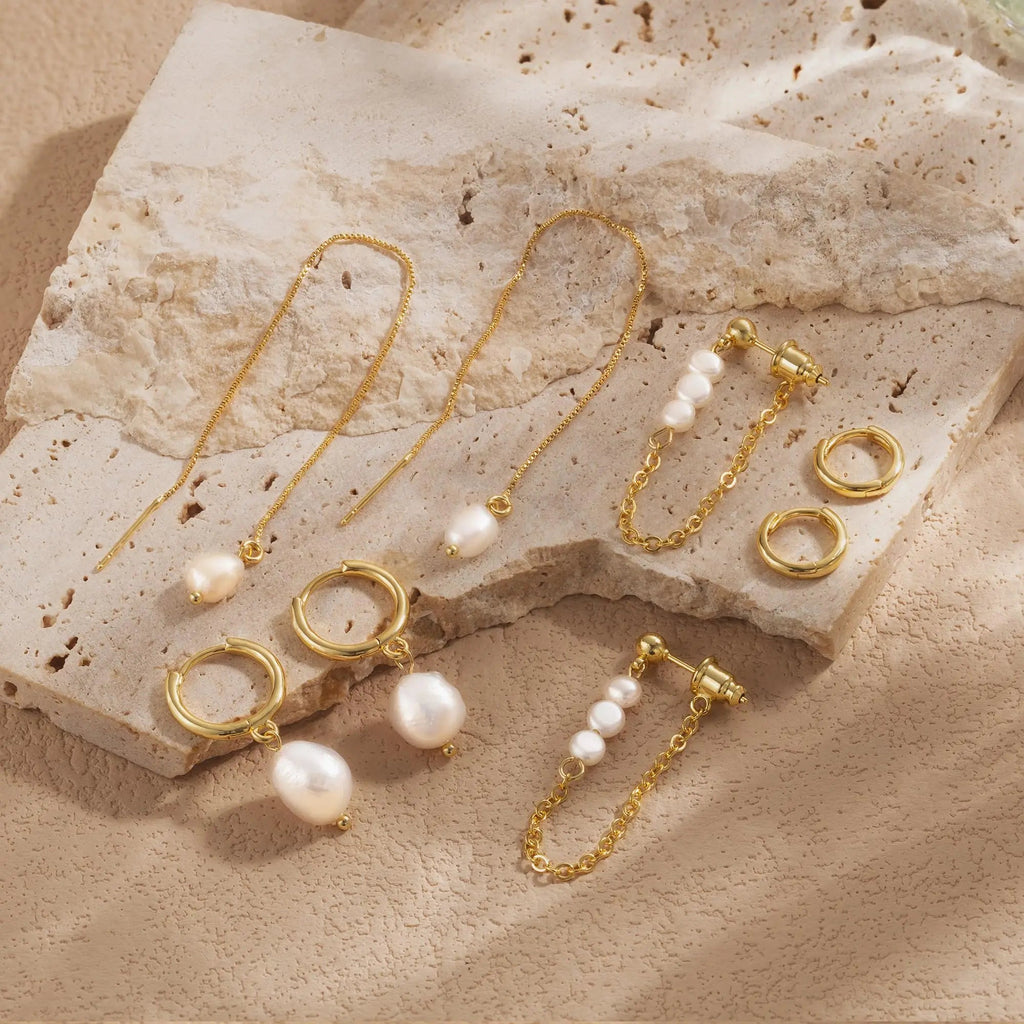 Gold Pearl Stud Earrings