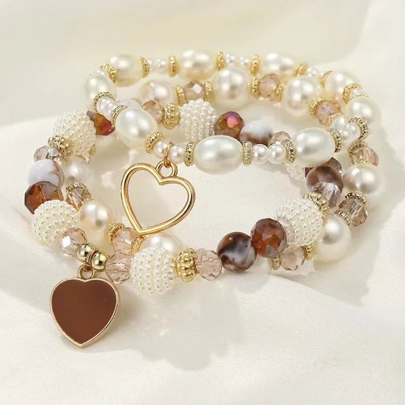 5 PCS Boho Heart Bracelet Set