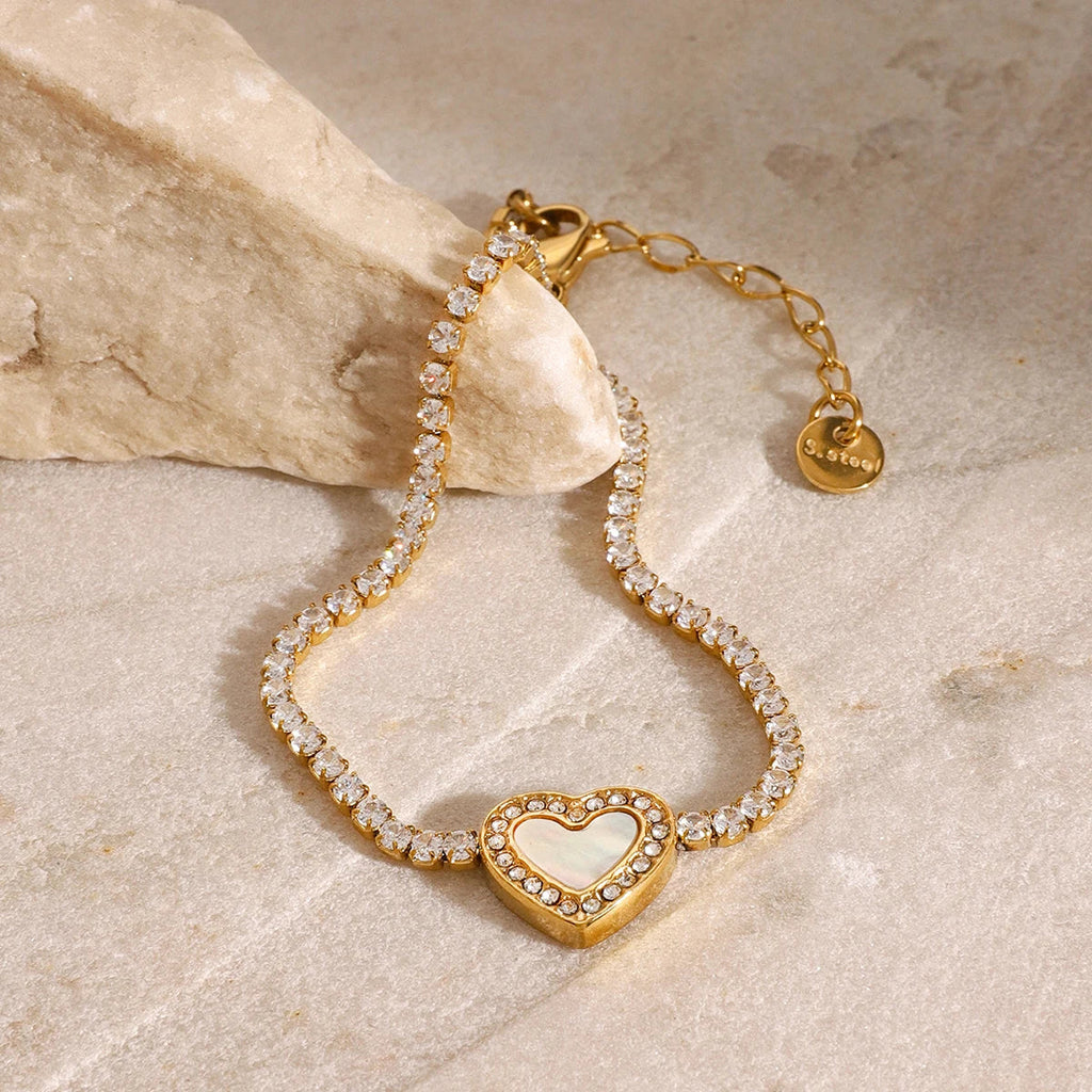 White Zircon Heart Bracelet