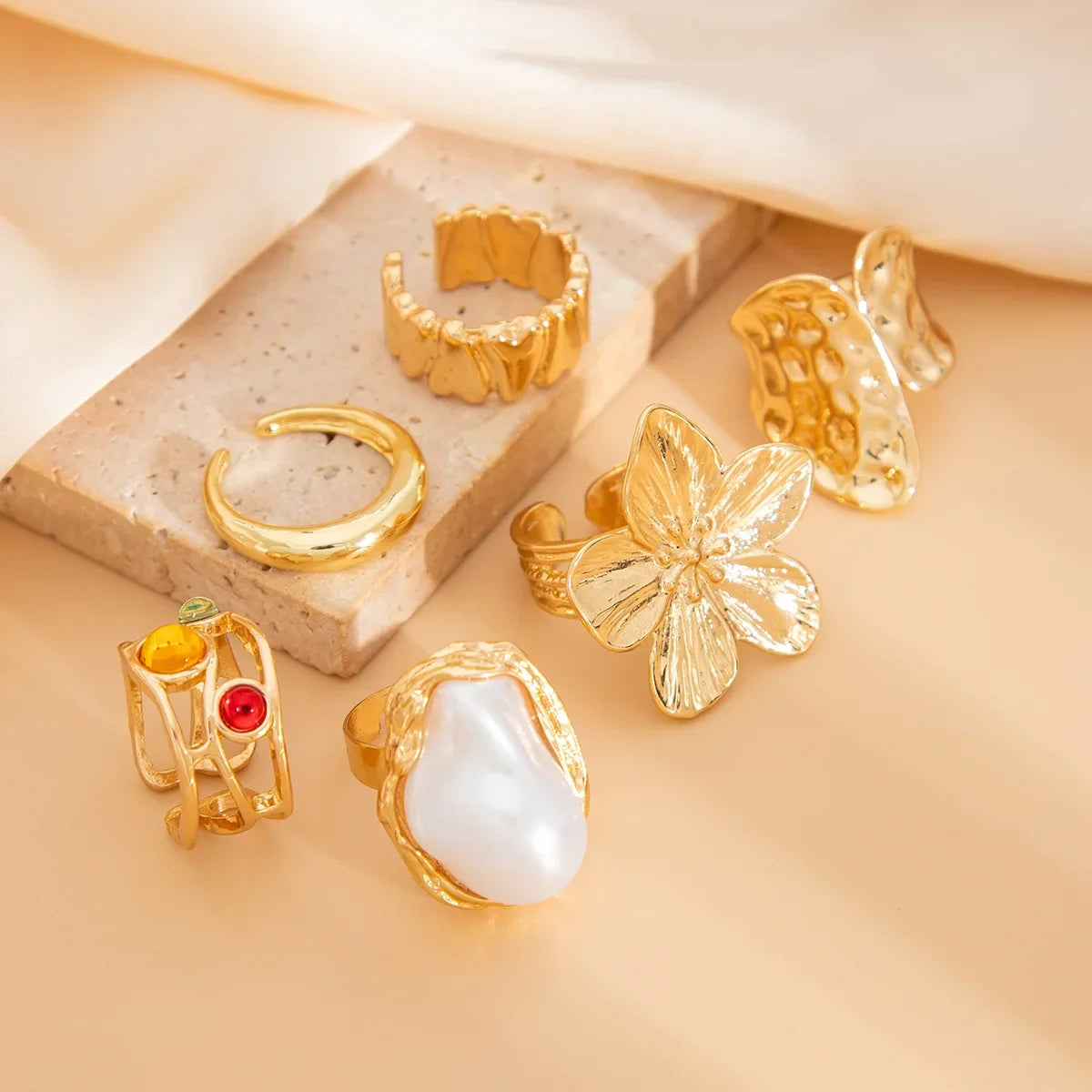 6 PCS Baroque Pearl Ring