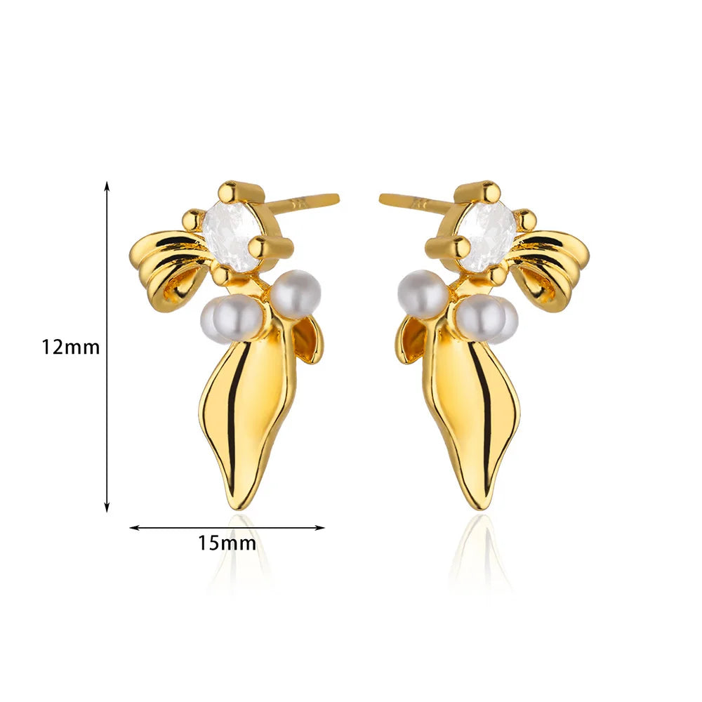 Zircon Pearl Earrings