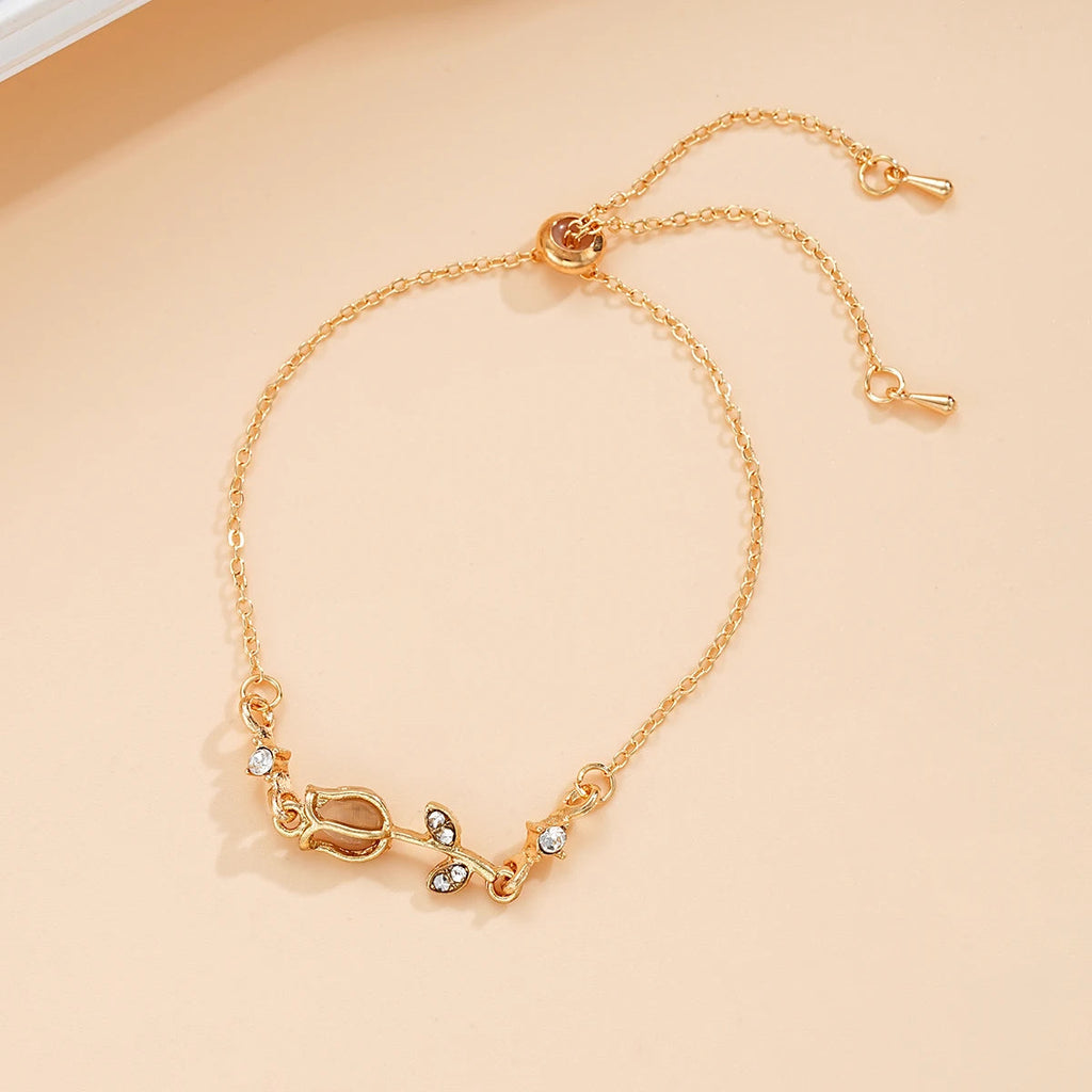 3 PCS Gold Tulip Flower Jewelry Set