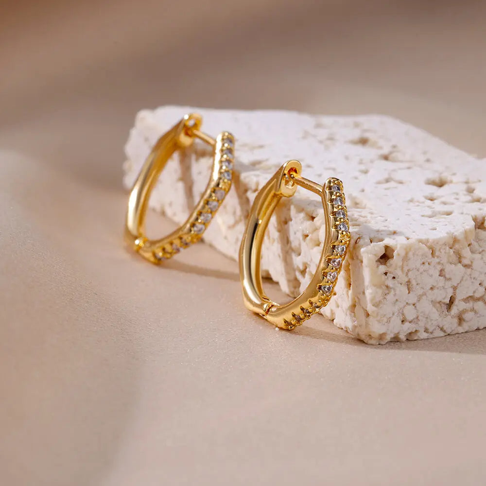Zirconia Polygon Earrings