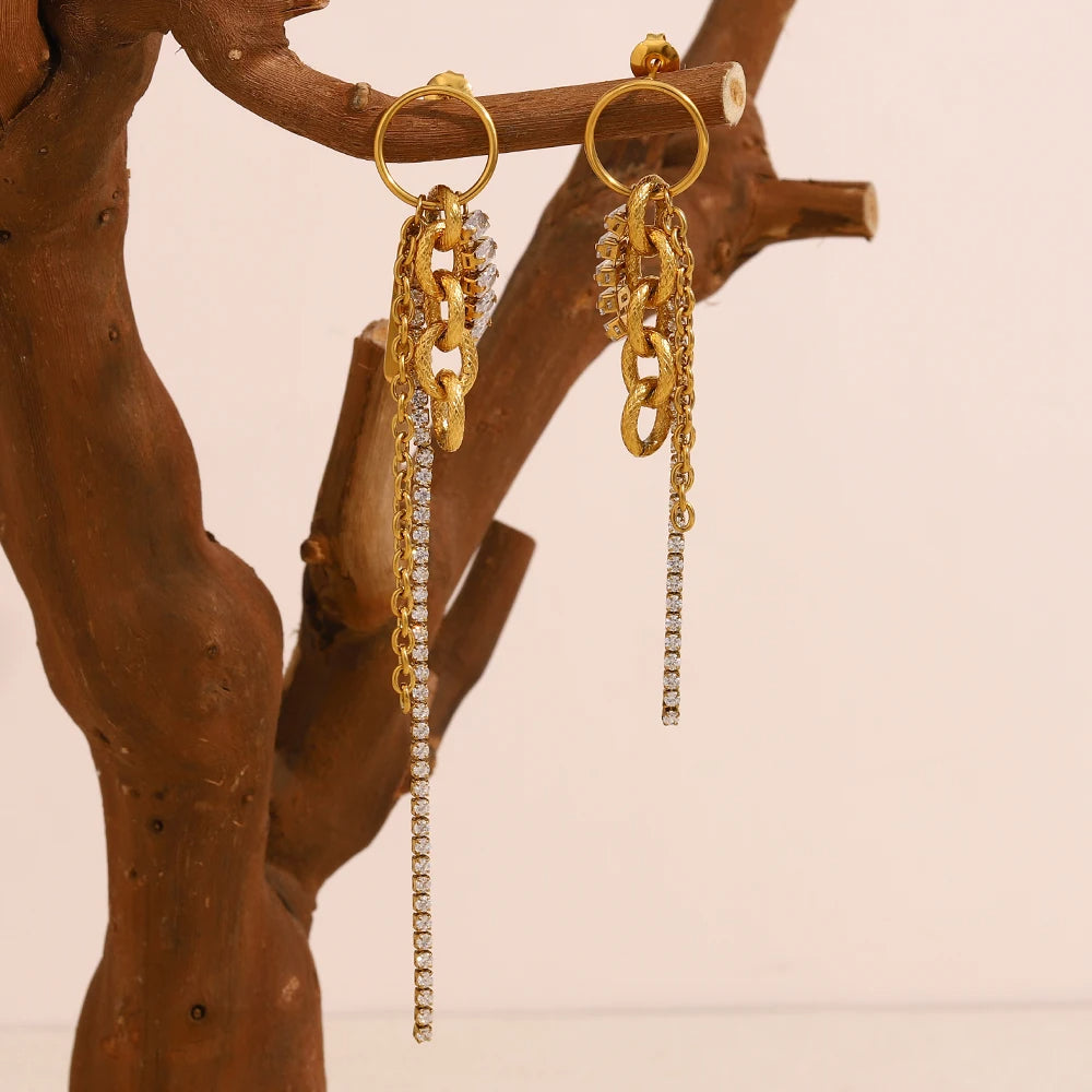 Zircon Tassel Earrings