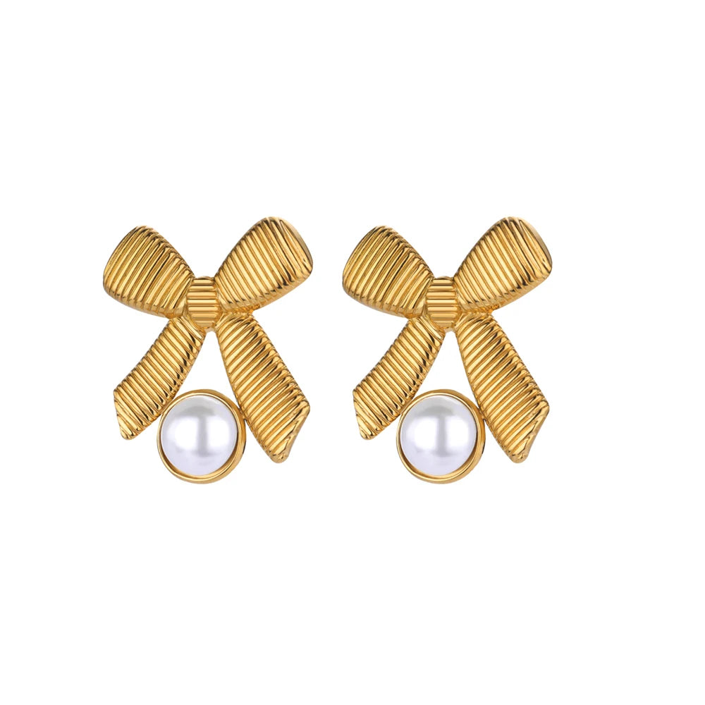 Bowknot Pearl Earrings