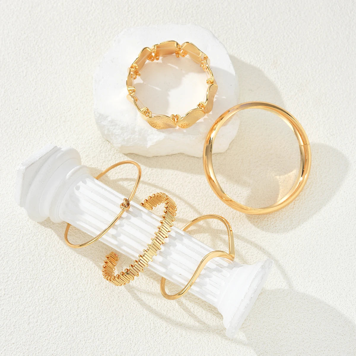 5 PCS Gold Knot Bangle Bracelet Set