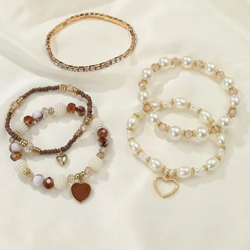 5 PCS Boho Heart Bracelet Set