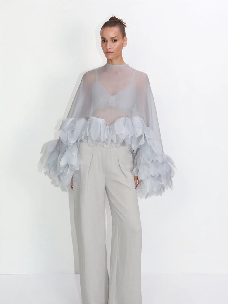シアーオーガンジー フラワーケープトップ
