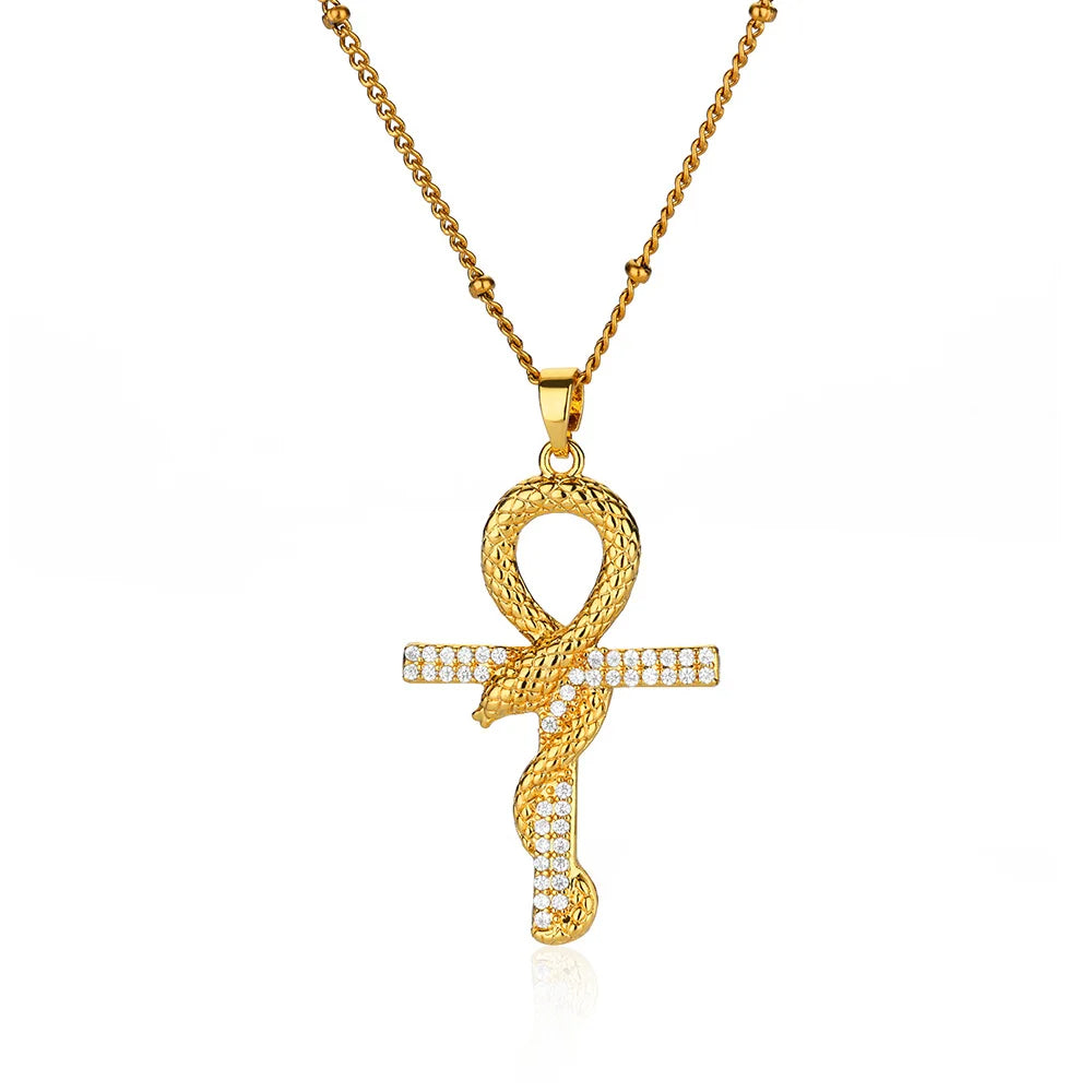 Snake Cross Necklace